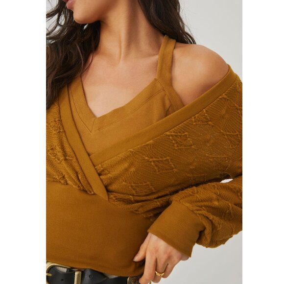 Anthropologie Knit 2-Piece Sweater & Tank Set Brown XL - Picture 2 of 11